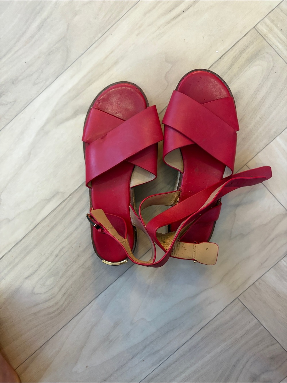 Michael Kors Red Crisscross Ankle-Strap Sandals
